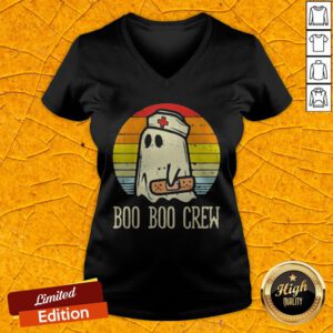 Boo Boo Crew Ghost Nurse Vintage Retro Halloween V-neck