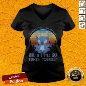 Baby Stitch I’m Mostly Peace Love And Light And A Little Go Fuck Yourself Vintage Retro V-neck