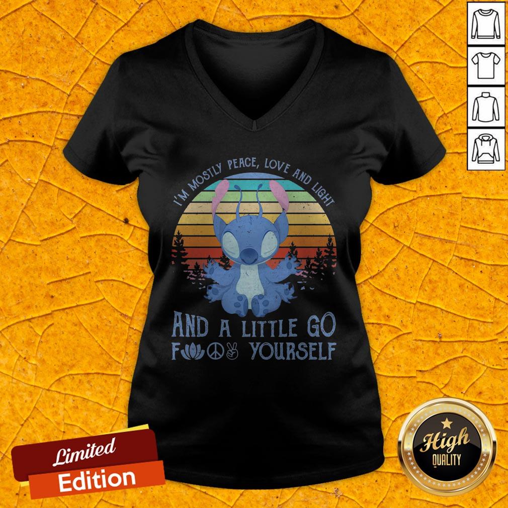Baby Stitch I’m Mostly Peace Love And Light And A Little Go Fuck Yourself Vintage Retro V-neck