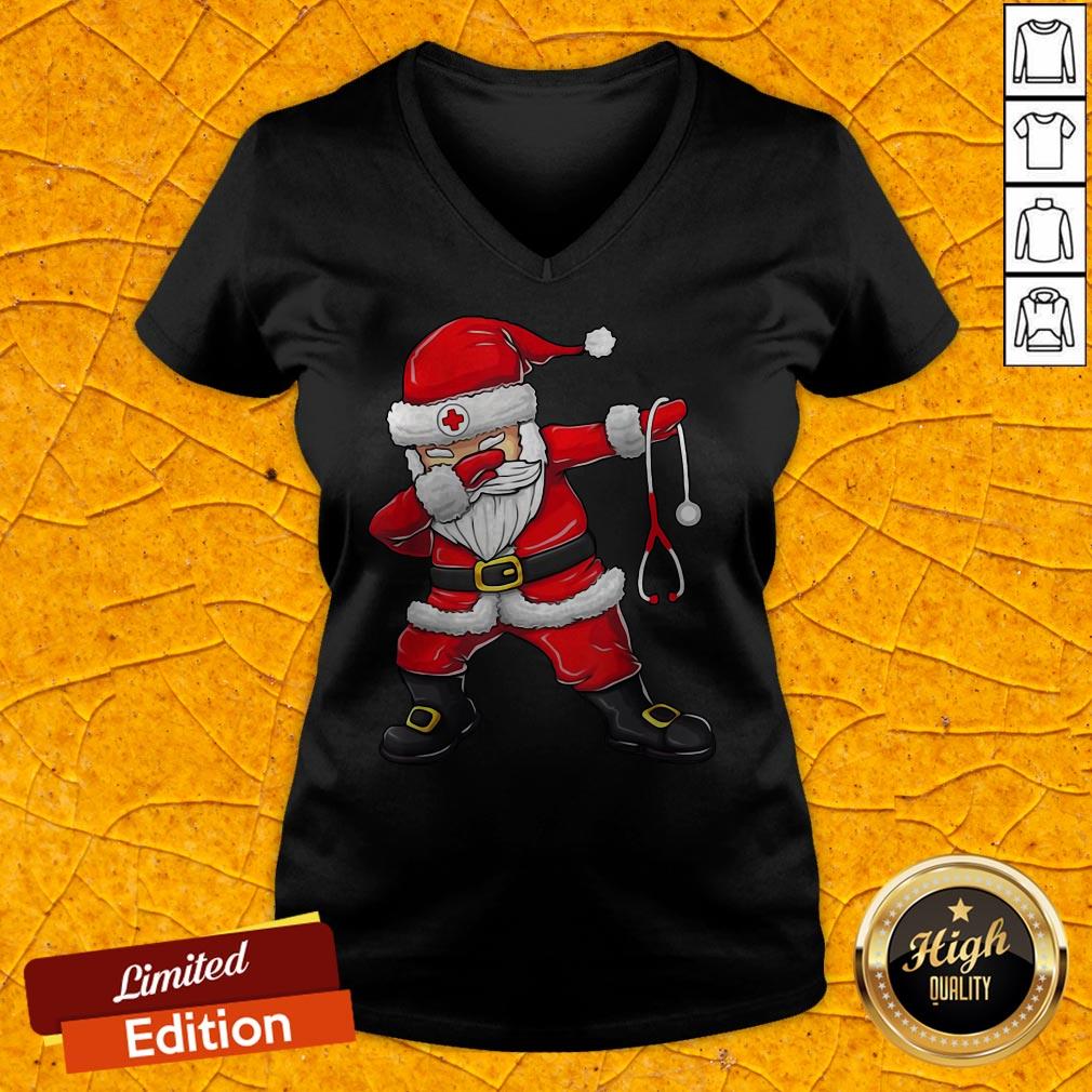 Cute Dabbing Santa Nurse Christmas Unisex V-neck