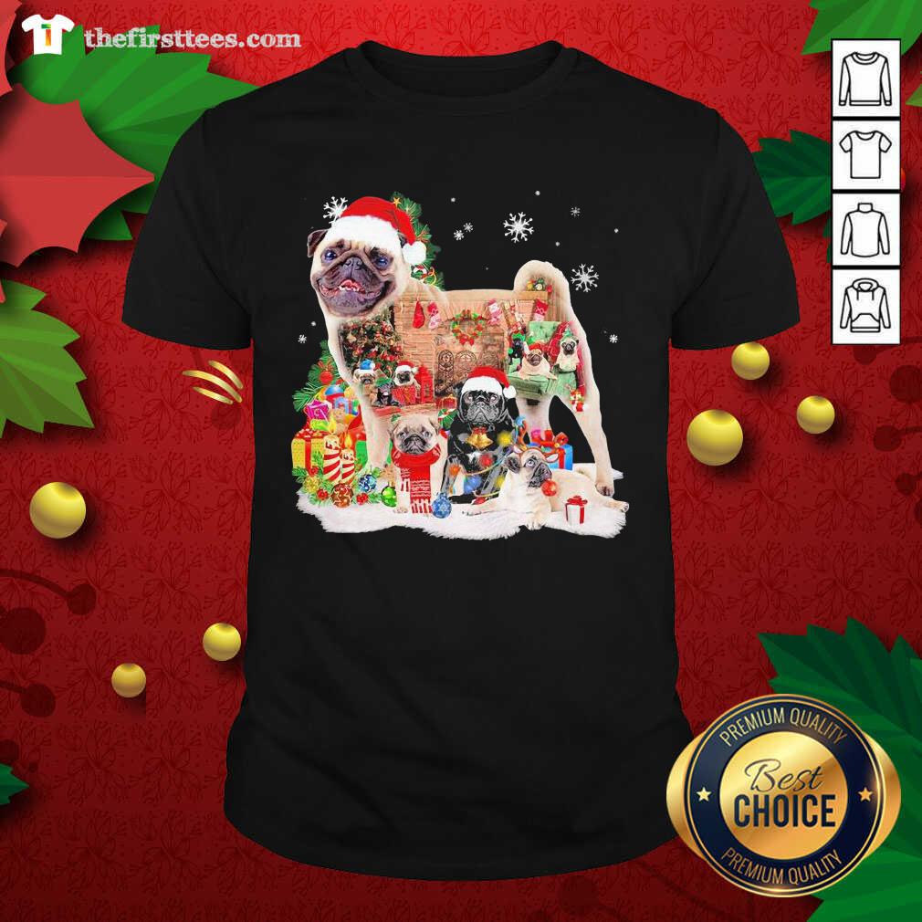 Pugs Hat Santa Happy Merry Christmas 2020 Shirt - Design by Thefristtee.com