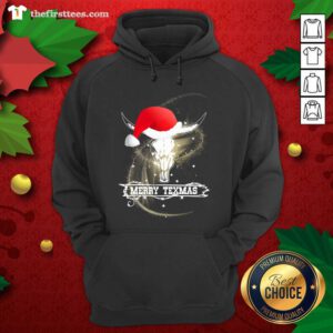 Merry Texmas Skull Cow Ugly Christmas Hoodie - Design by Thefristtees.com