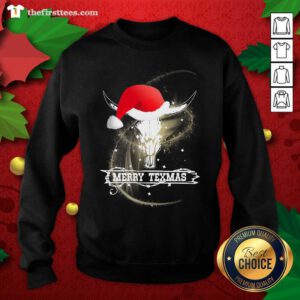 Merry Texmas Skull Cow Ugly Christmas Sweatshirt - Design by Thefristtees.com