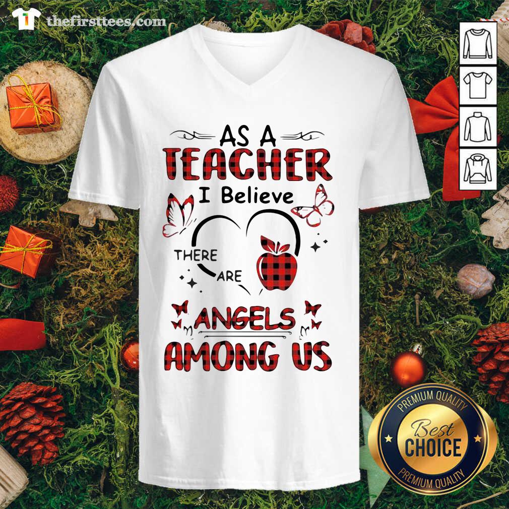 As An Emt I Believe There Are Angels Among Us V-neck - Design by Thefristtees.com