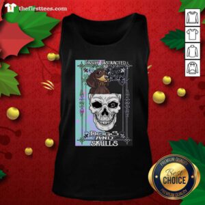 Dachshund And Skull Easily Distracted By Dogs And Skulls Tank Top - Design by Thefristtees.com