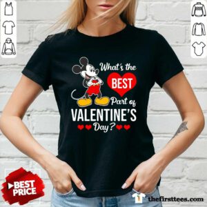 Mickey Mouse Whats The Best Part Of Valentines Day V-neck - Design by Thefirsttees.com