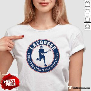 Lacrosse Legally Beating People With Sticks V-neck - Design by Thefirsttees.com