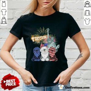 Freedom Sheepdog Statue Of Liberty USA Flag V-Neck