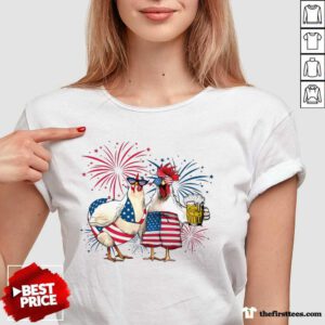 Chicken Drink Beer Independence Day V-Neck