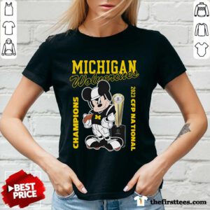 Mickey Mouse X Michigan Wolverines 2023 CFP National Champions v-neck