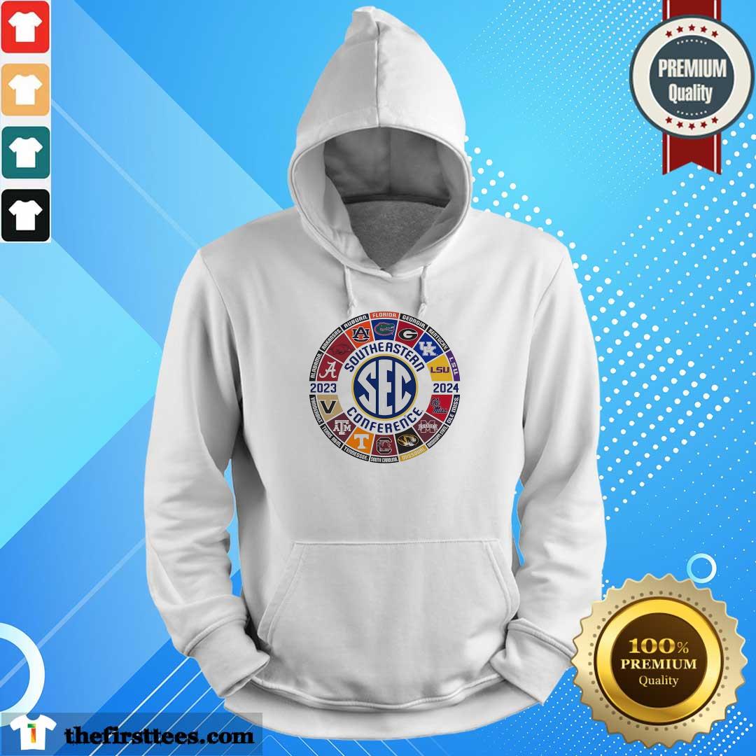 SEC Store Blue 84 White 2023 24 SEC Football All Team Logo hoodie