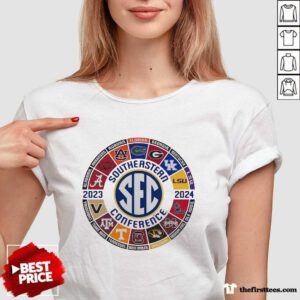 SEC Store Blue 84 White 2023 24 SEC Football All Team Logo v-neck