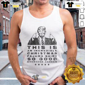 Funny Trump Christmas pajama tank top featuring humorous design, perfect for holiday celebrations and gatherings.
