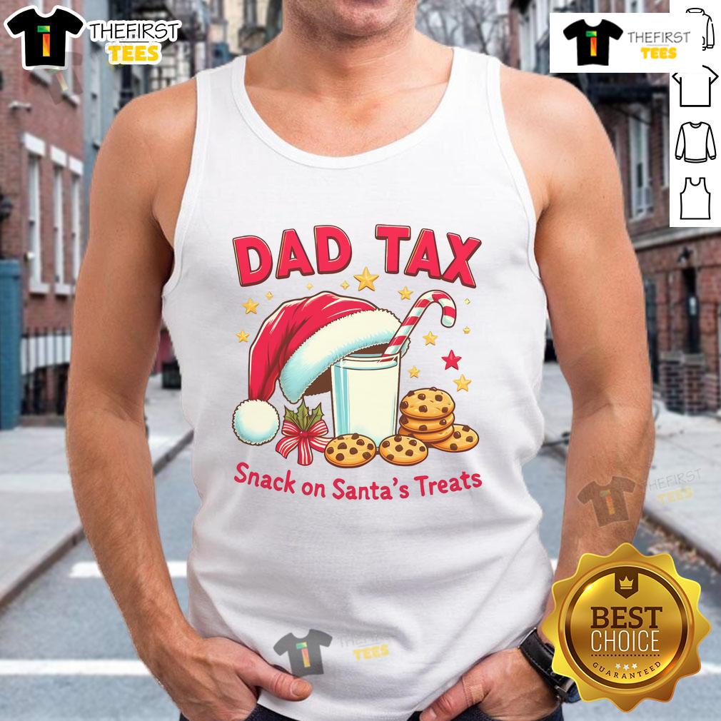 Funny holiday tank top for dads featuring 'Good Dad Tax' Christmas humor design, perfect for festive celebrations.