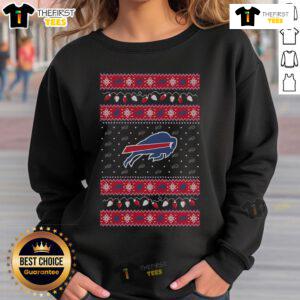 Cozy Buffalo Bills holiday Christmas sweatshirt with festive design, perfect for fans celebrating the season.
