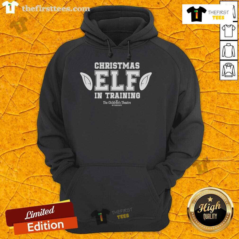 Nice Christmas Elf in Training Hoodie featuring festive design and cozy fit, perfect for holiday celebrations.