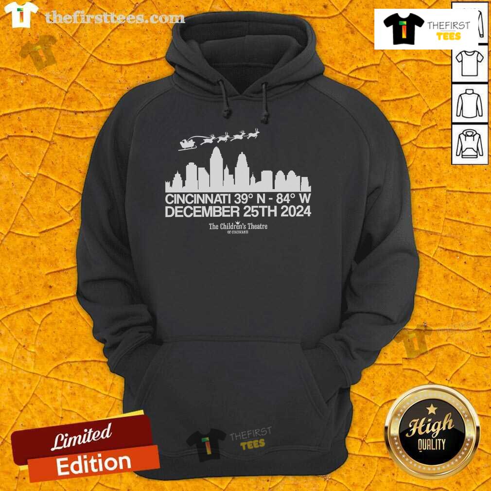 Santa hoodie featuring Nice Cincinnati's coordinates, perfect for holiday style and festive warmth.