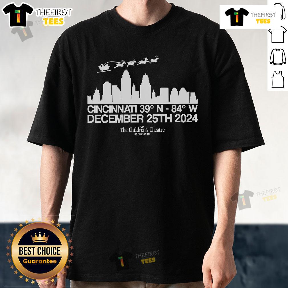 Nice Cincinnati's Coordinates For Santa T-Shirt featuring festive design and coordinates, perfect for holiday celebrations.