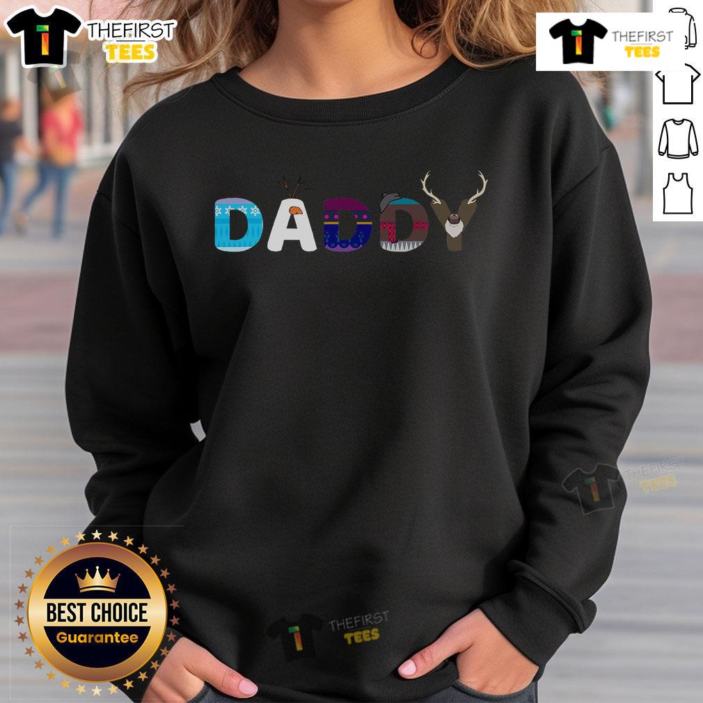Family celebration with a snowman sweatshirt for Dad's birthday in a winter setting, capturing joyful moments.
