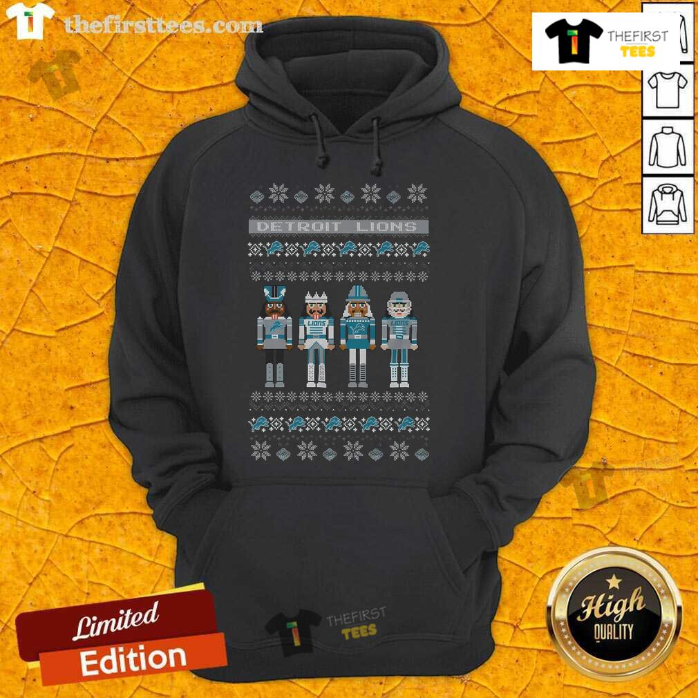 Official Detroit Lions Holiday Nutcracker Hoodie featuring festive design and team logo for football fans.