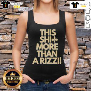 Official Orleans Saints 'This Shit More Than A Rizzi' tank top featuring team colors and logo, perfect for fans.