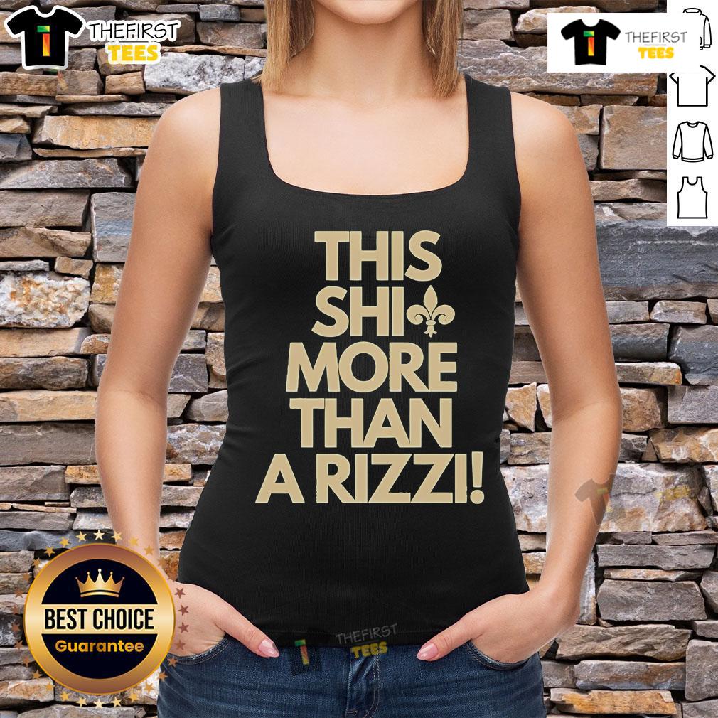 Official Orleans Saints 'This Shit More Than A Rizzi' tank top featuring team colors and logo, perfect for fans.