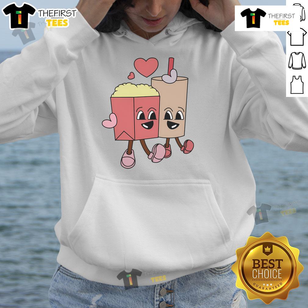 Cozy Good Happy Valentine Day popcorn hoodie, perfect for celebrating love and comfort on Valentine's Day.