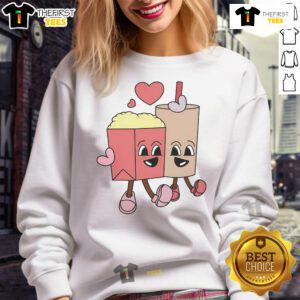 Cozy Good Happy Valentine Day popcorn sweatshirt, perfect for celebrating love and comfort on Valentine's Day.