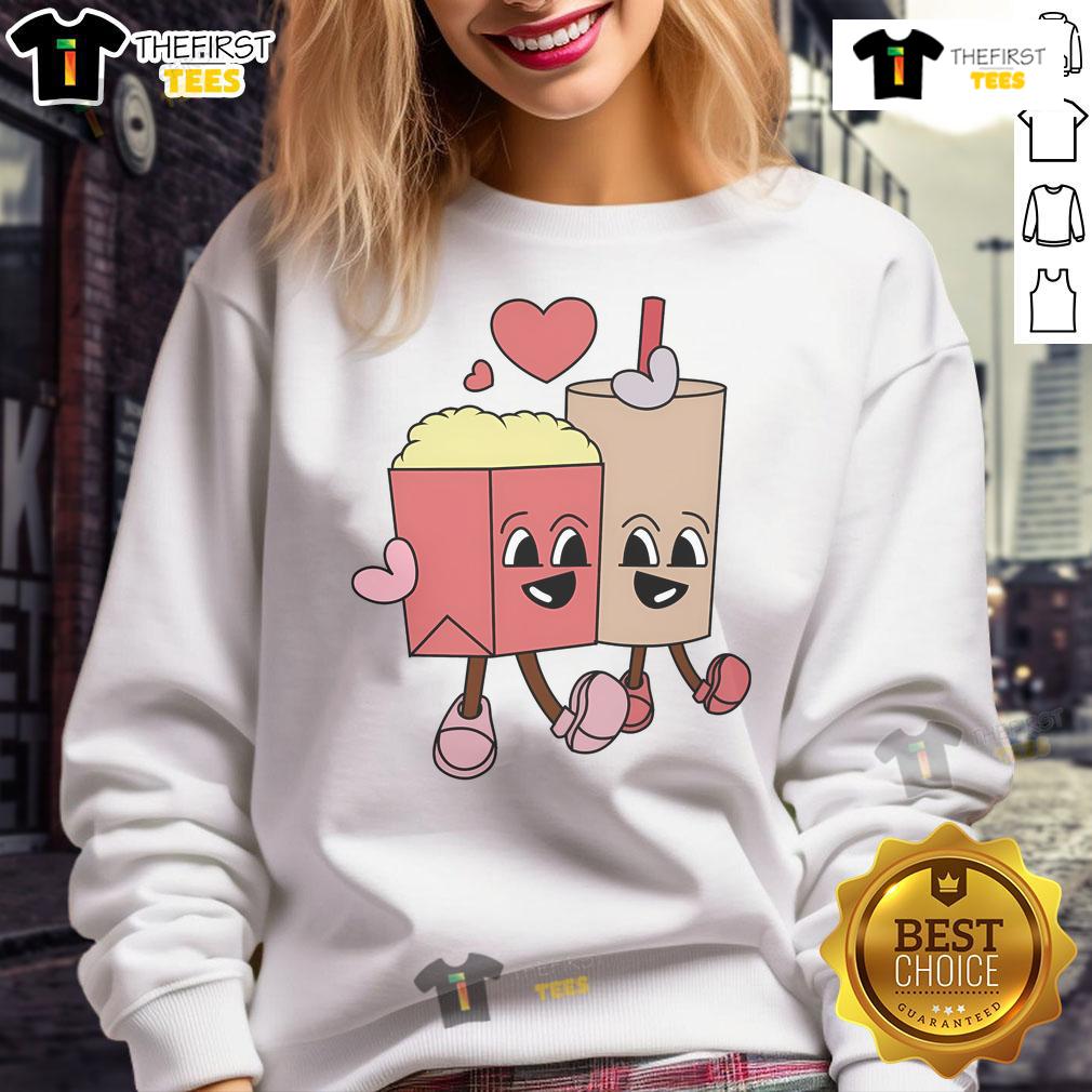 Cozy Good Happy Valentine Day popcorn sweatshirt, perfect for celebrating love and comfort on Valentine's Day.