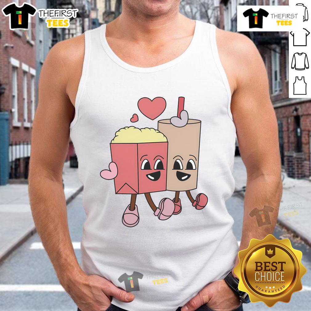 Good Happy Valentine Day popcorn tank top featuring a fun design perfect for celebrating love and movie nights.