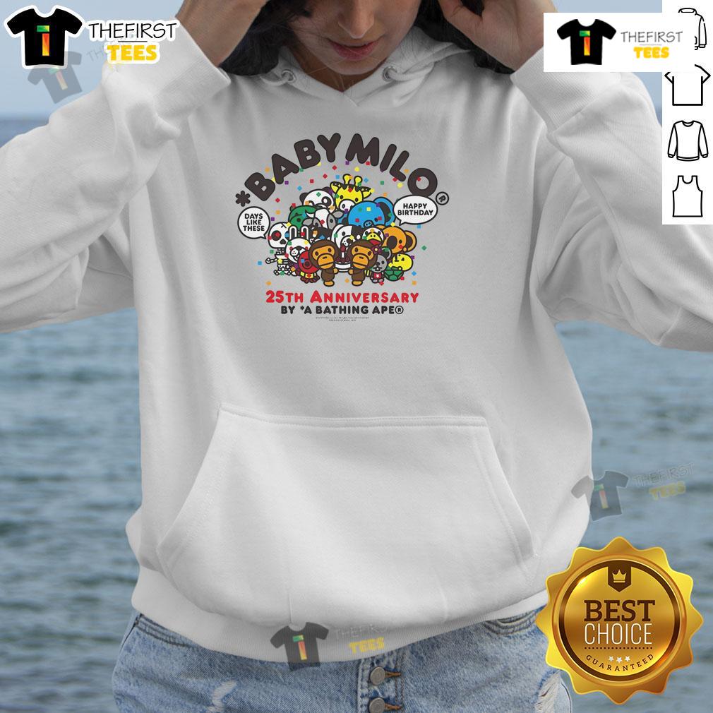 Happy Birthday Baby Milo 25th Anniversary hoodie featuring vibrant colors and playful design for a joyful celebration.