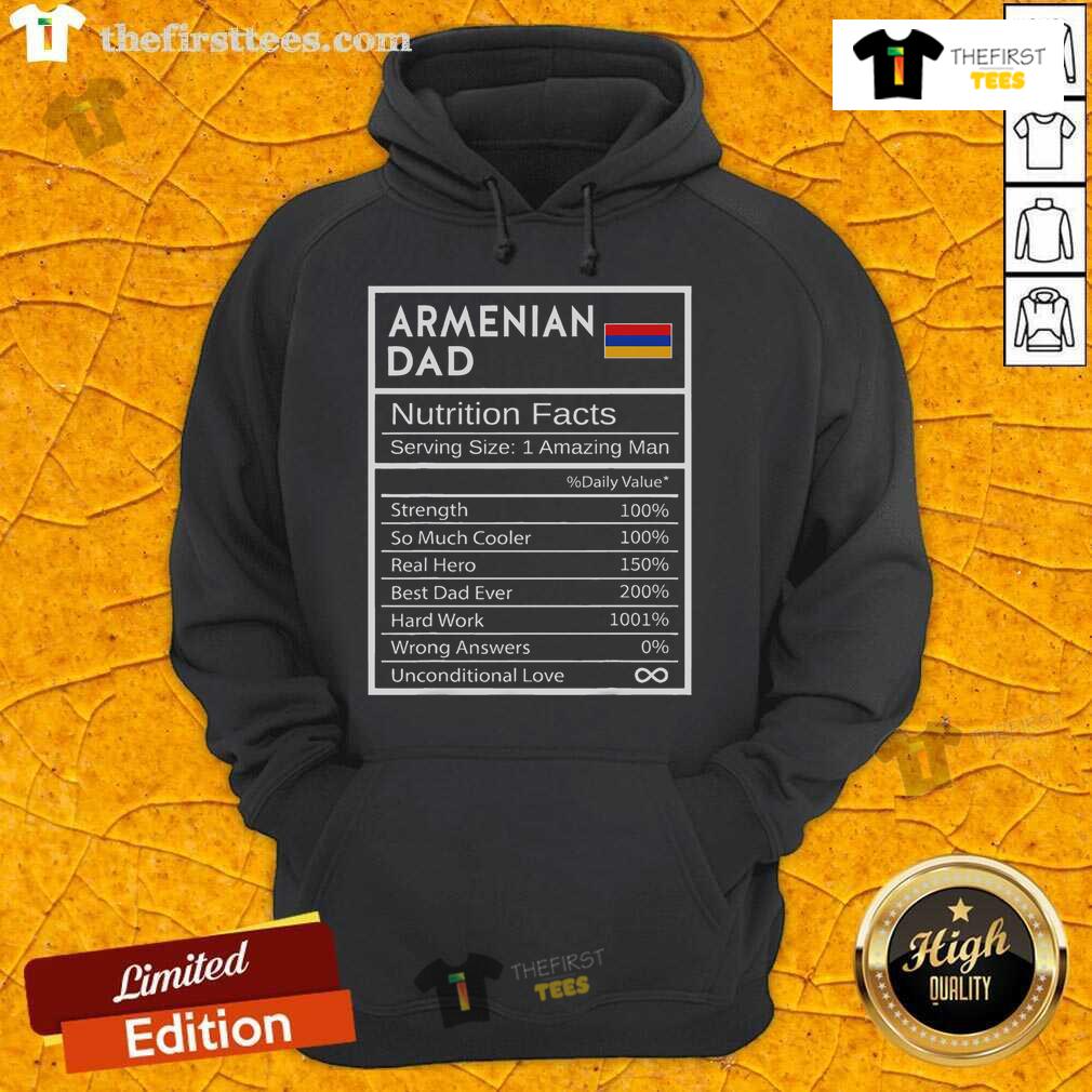 Nice Armenian Dad Nutrition Facts hoodie showcasing national pride and cultural heritage in a stylish design.