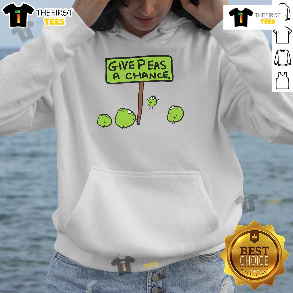 Alt Text: Nice Give Peas A Chance Hoodie featuring a playful pea graphic, perfect for casual style and plant-based enthusiasts.