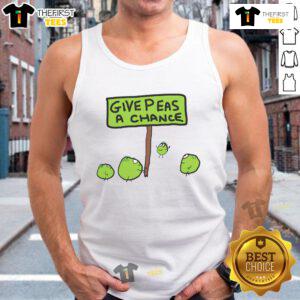 Nice Give Peas A Chance tank top featuring a playful graphic and vibrant colors, perfect for casual summer wear.