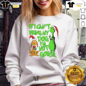 Funny Merry Christmas sweatshirt with 'Nice If I Cant Bring Dog Im Not Going' text, perfect for dog lovers.