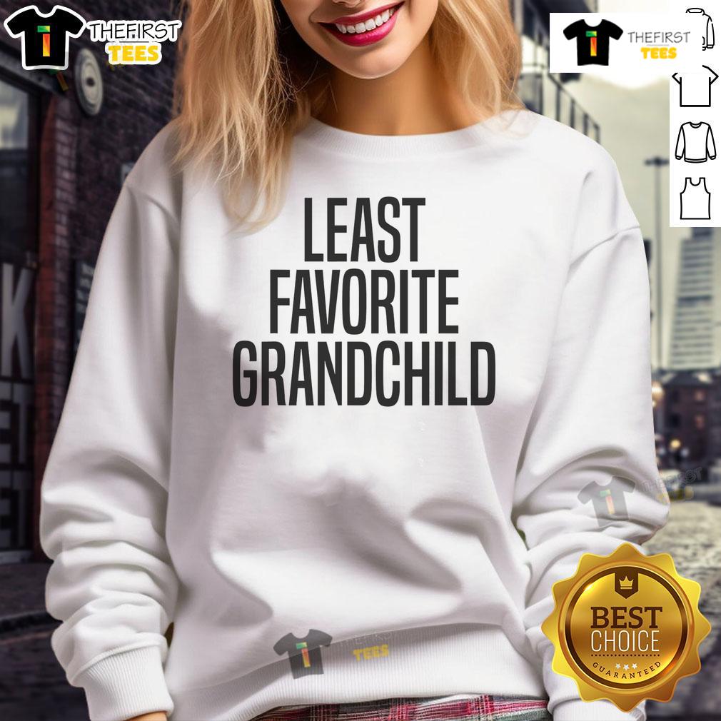 Alt Text: Colorblock raglan sweatshirt for kids featuring Nice Least Favorite Grandchild design, perfect for playful wear.