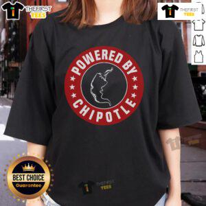 Chili pepper design on Nice Powered By Chipotle ladies tee, perfect for fans of spicy food and stylish apparel.
