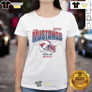 Nice SMU Football Mustangs Pony Up Dallas tee featuring a helmet design, perfect for ladies supporting their team.