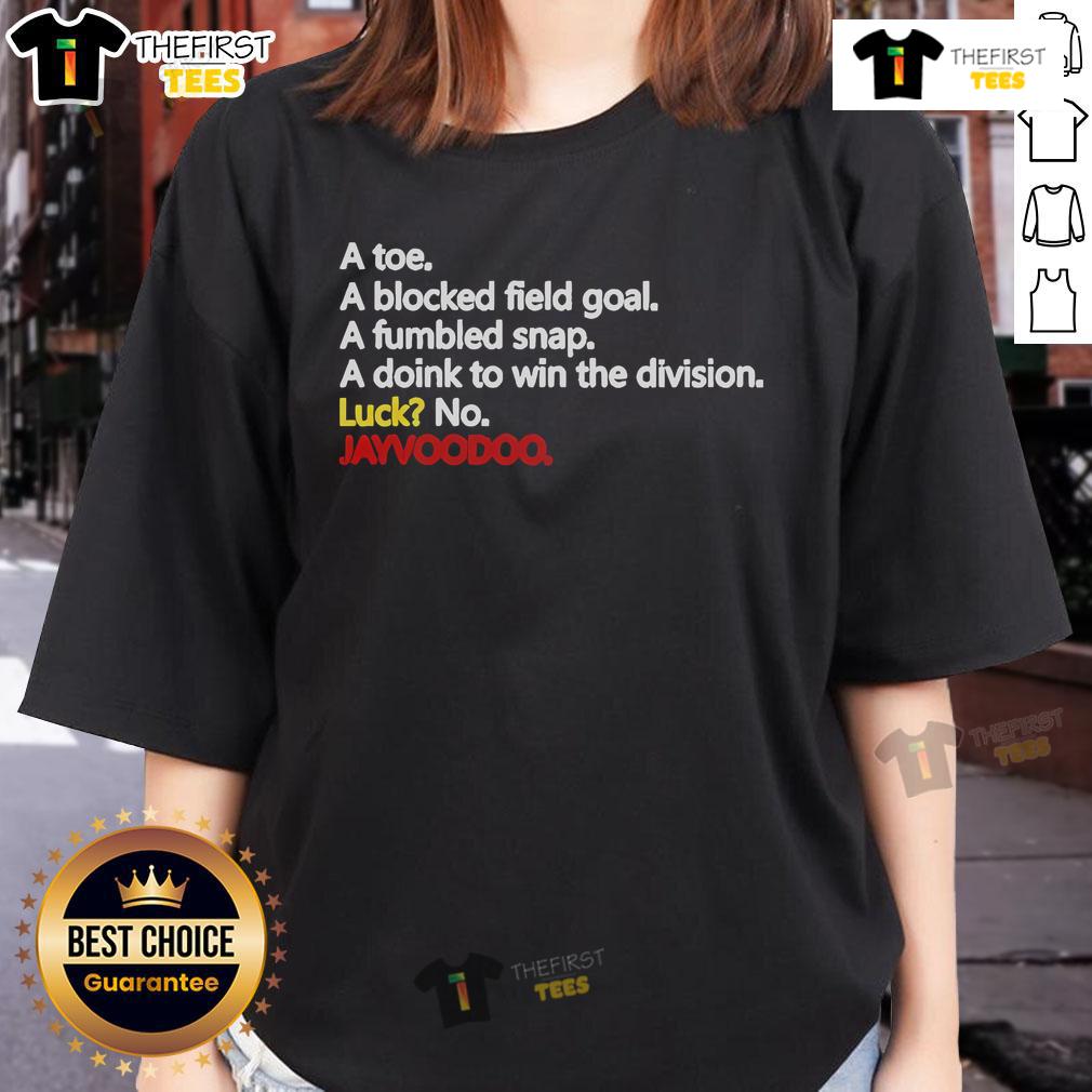 Official Chiefs A Toe blocked field goal fumbled snap doink win Tayvoodoo ladies tee featured in vibrant team colors.