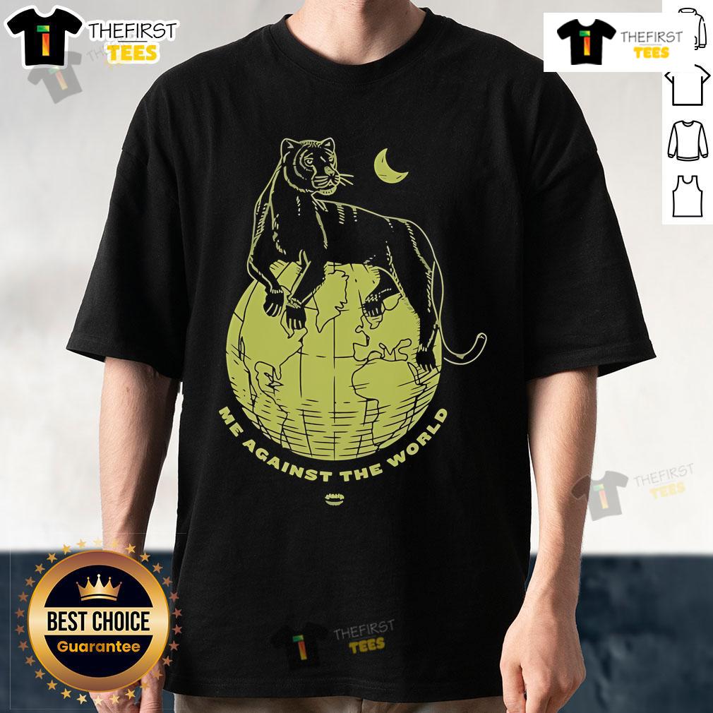 Alt Text: Official Chomp Me Against The World T-Shirt featuring a bold graphic design in vibrant colors on a casual tee.