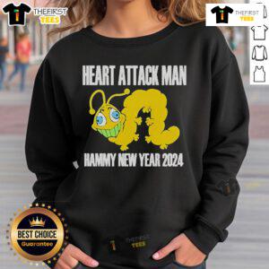 Official Heart Attack Man Hammy New Year 2024 Sweatshirt featuring vibrant design and cozy fit for festive celebrations.