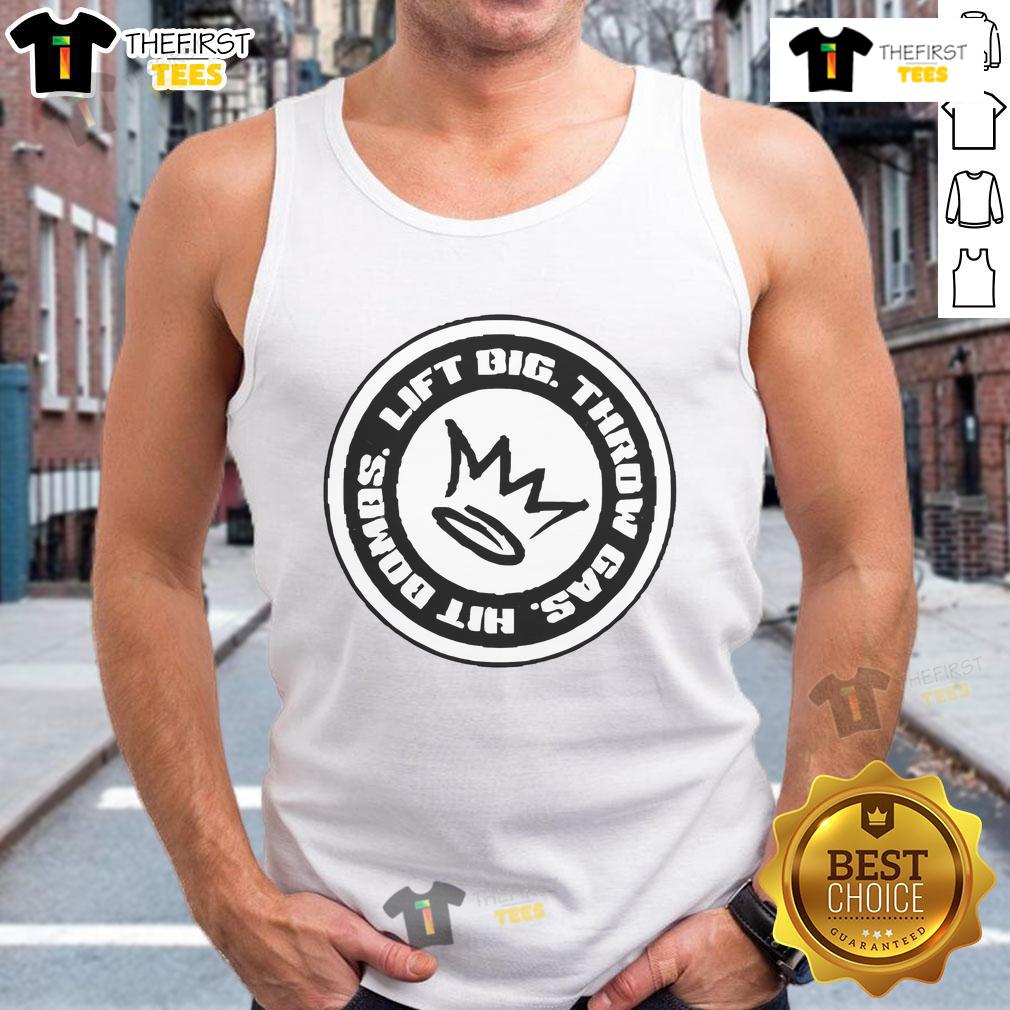 Official King of Juco Lift Big Throw Gas Hit Bombs Recovery Tank Top for athletes, featuring bold graphics and comfortable fit.