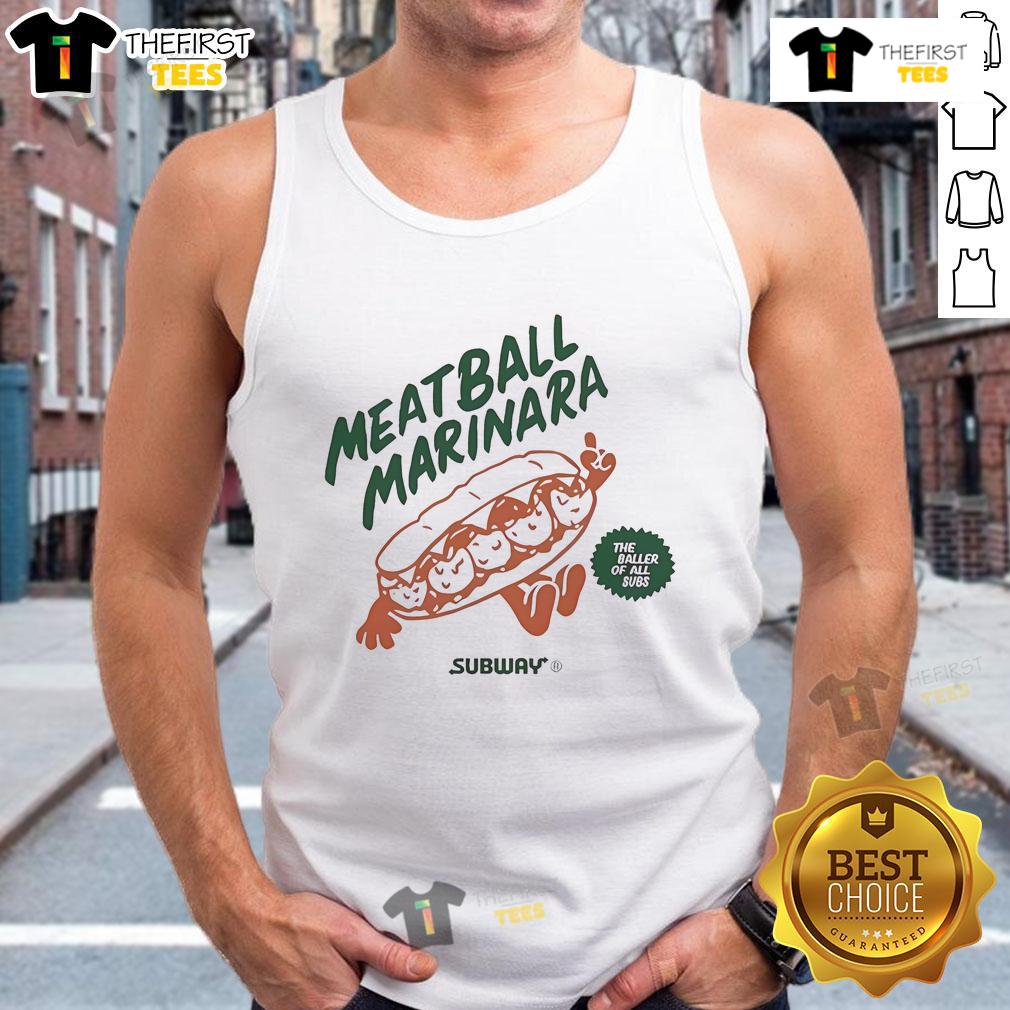 Official Meatball Marinara tank top featuring bold graphics, perfect for fans of The Baller of All Subs.
