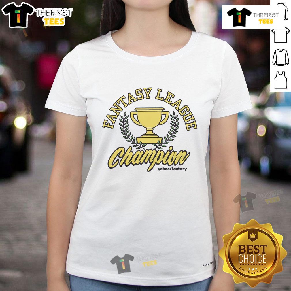 Official Yahoo Fantasy League Champion Cup Ladies Tee featuring bold graphics and a comfortable fit for fans.