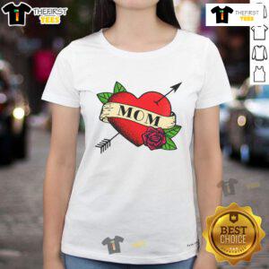 Premium Heart Mom Tattoo Ladies Tee featuring a stylish heart design, perfect for Mother's Day or casual wear.