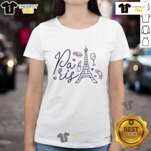 Pretty Paris lettering on a stylish ladies tee, perfect for fashion lovers and Paris enthusiasts.