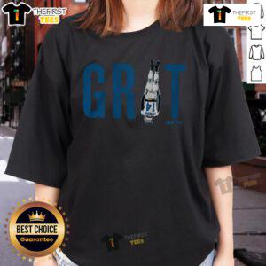 Alt Text: Top Amon Ra St. Brown Grit Ladies Tee featuring a stylish design perfect for fans and casual wear.