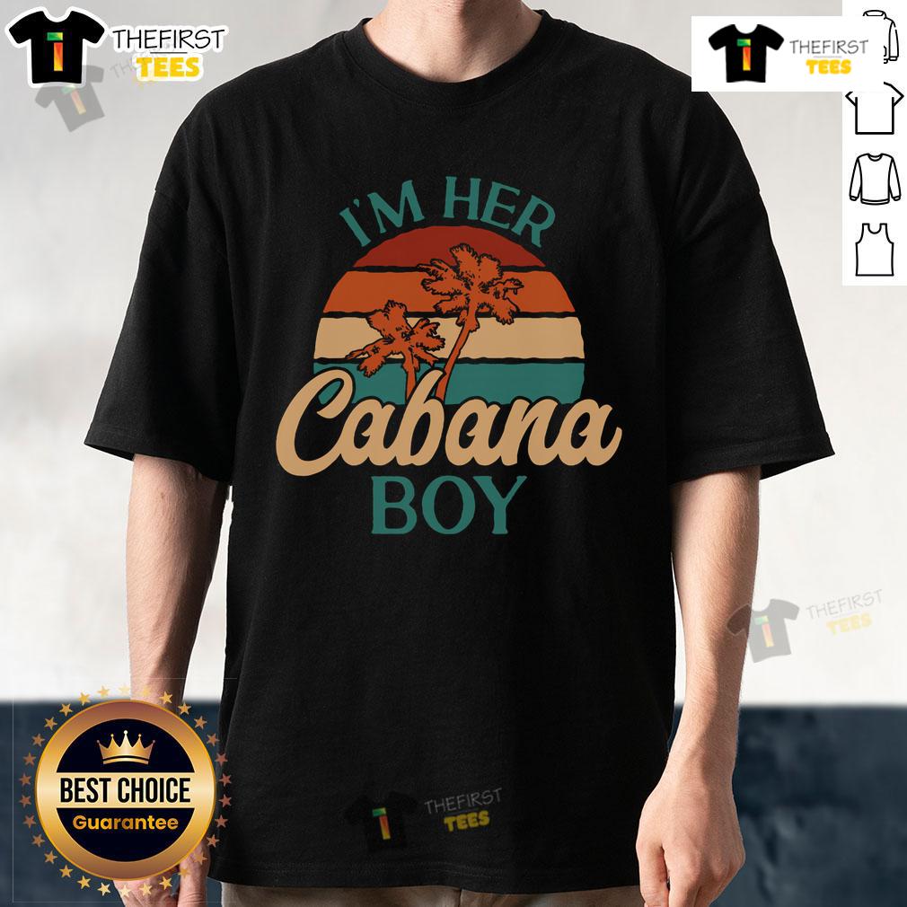 Top Cabana Boy Beach Bartender t-shirt featuring 'I'M Her Cabana Boy' text, perfect for summer beach vibes and fun parties.