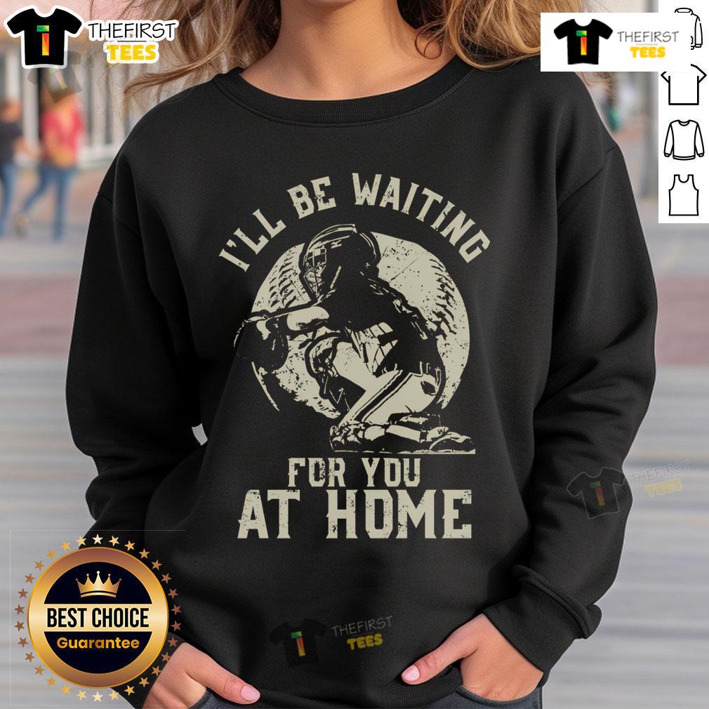 Top Catcher I'll Be Waiting For You Softball Baseball Sweatshirt in navy blue, perfect for players and fans.
