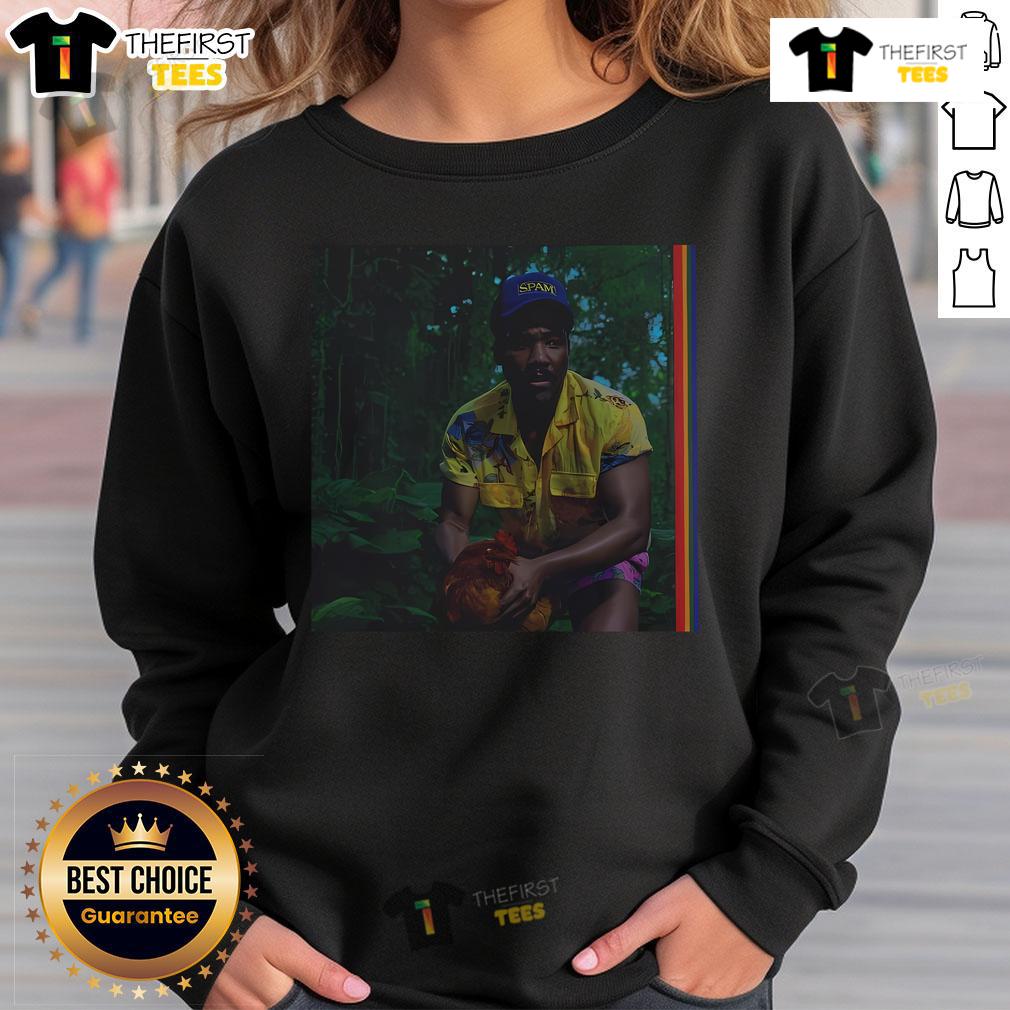 Childish Gambino 'Bando Stone and The New World' album cover sweatshirt featuring vibrant artwork and bold design.